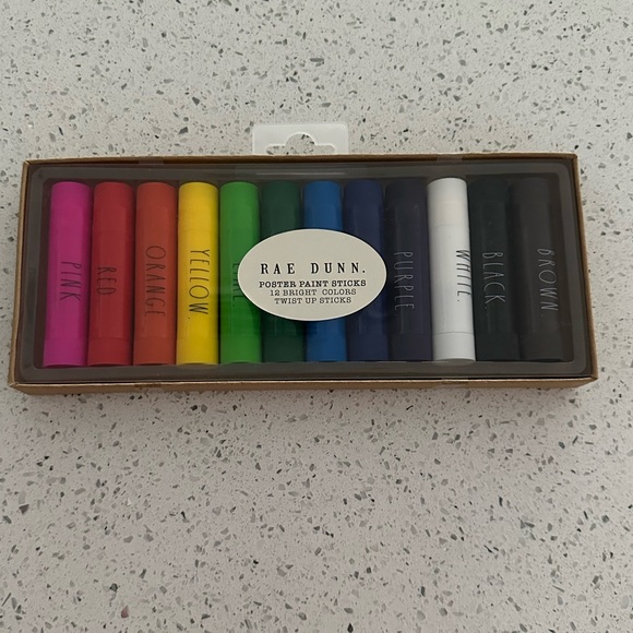 Rae Dunn Poster Paint Sticks 12 Bright Colors Twist Up Set New in Box - Picture 5 of 6